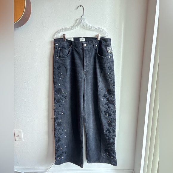 Citizens of Humanity Ayla Embroidered Wide Leg Jeans Voila Size 33 NWT - Picture 5 of 13